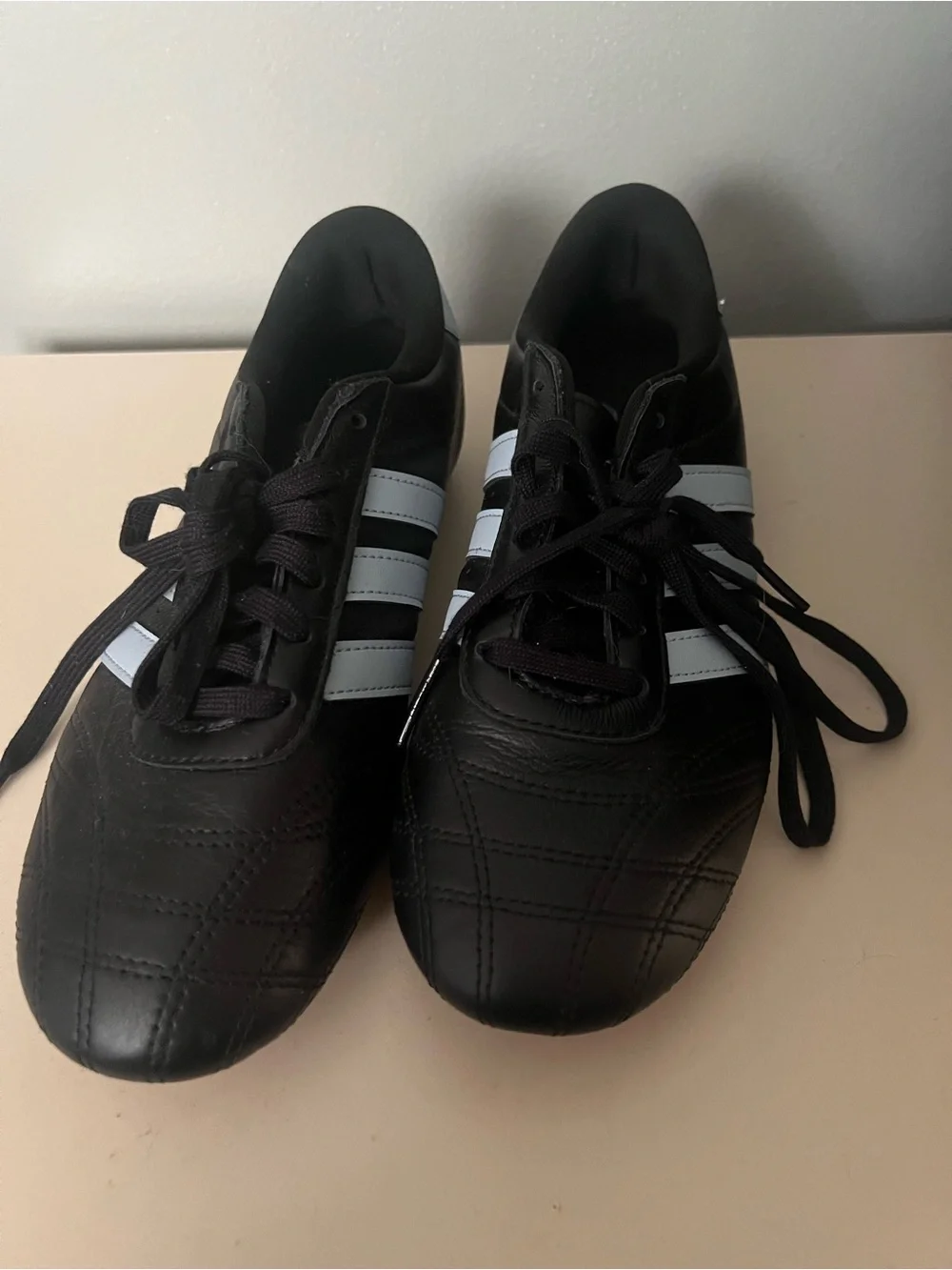 adidas Black Athletic Shoes with White Stripes - Women